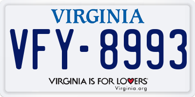 VA license plate VFY8993