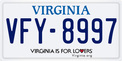 VA license plate VFY8997