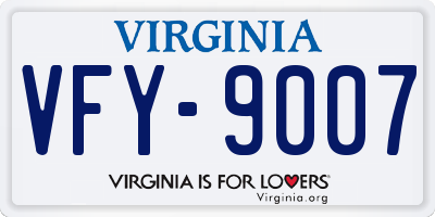 VA license plate VFY9007
