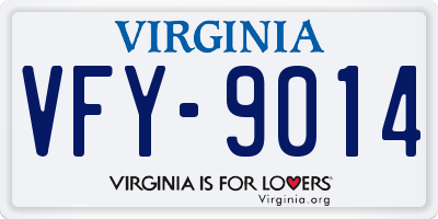 VA license plate VFY9014