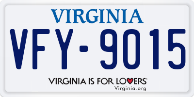 VA license plate VFY9015