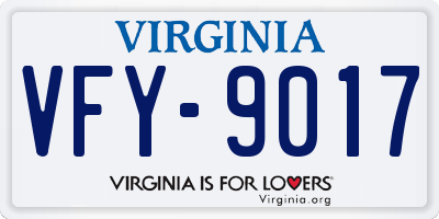 VA license plate VFY9017