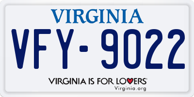 VA license plate VFY9022