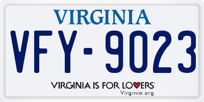 VA license plate VFY9023