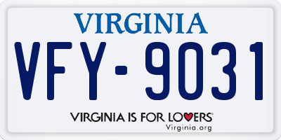 VA license plate VFY9031