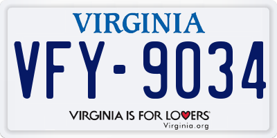 VA license plate VFY9034