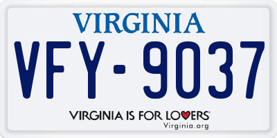 VA license plate VFY9037