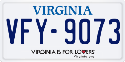 VA license plate VFY9073