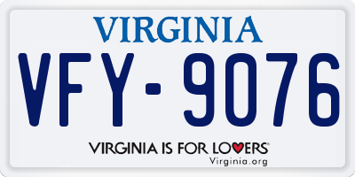 VA license plate VFY9076