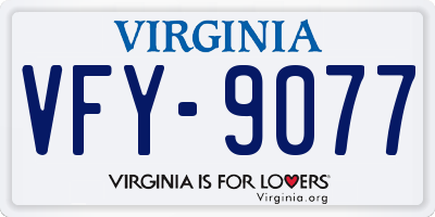 VA license plate VFY9077