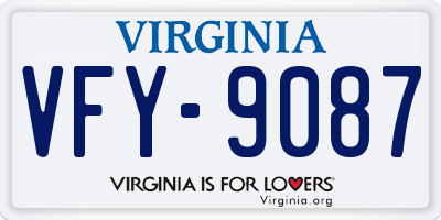 VA license plate VFY9087