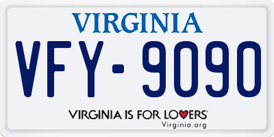 VA license plate VFY9090