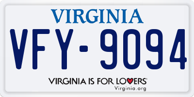 VA license plate VFY9094