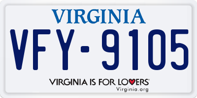 VA license plate VFY9105
