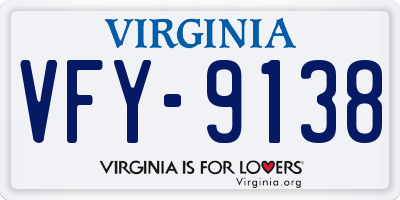 VA license plate VFY9138