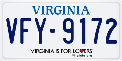 VA license plate VFY9172