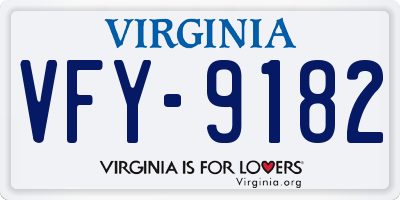 VA license plate VFY9182