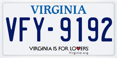 VA license plate VFY9192