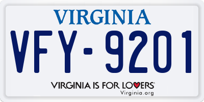 VA license plate VFY9201