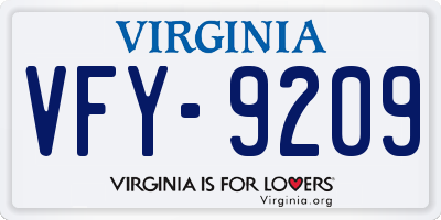 VA license plate VFY9209