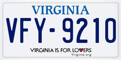 VA license plate VFY9210