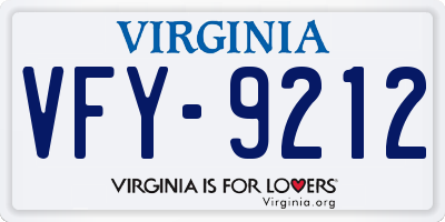 VA license plate VFY9212