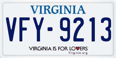 VA license plate VFY9213