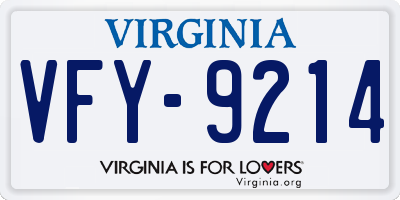 VA license plate VFY9214