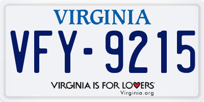 VA license plate VFY9215