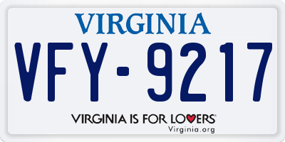 VA license plate VFY9217