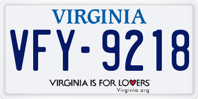 VA license plate VFY9218