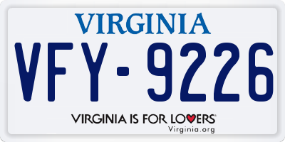 VA license plate VFY9226
