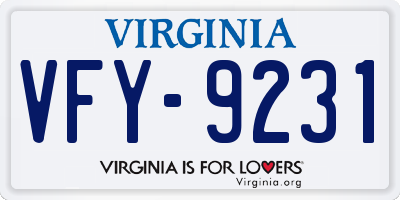 VA license plate VFY9231