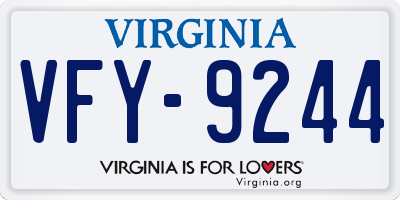 VA license plate VFY9244