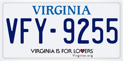 VA license plate VFY9255