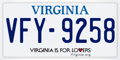 VA license plate VFY9258