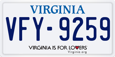 VA license plate VFY9259