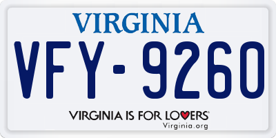 VA license plate VFY9260