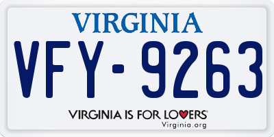 VA license plate VFY9263