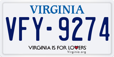 VA license plate VFY9274