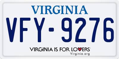 VA license plate VFY9276