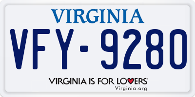 VA license plate VFY9280