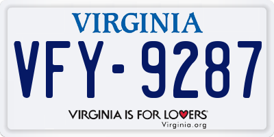 VA license plate VFY9287