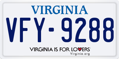 VA license plate VFY9288