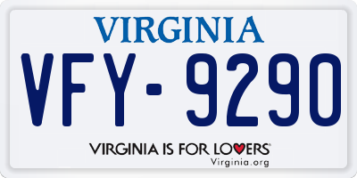 VA license plate VFY9290