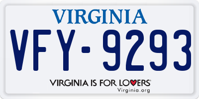 VA license plate VFY9293