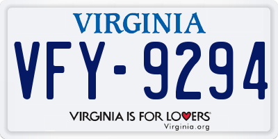 VA license plate VFY9294