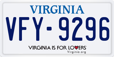 VA license plate VFY9296