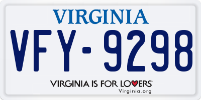 VA license plate VFY9298