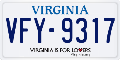 VA license plate VFY9317
